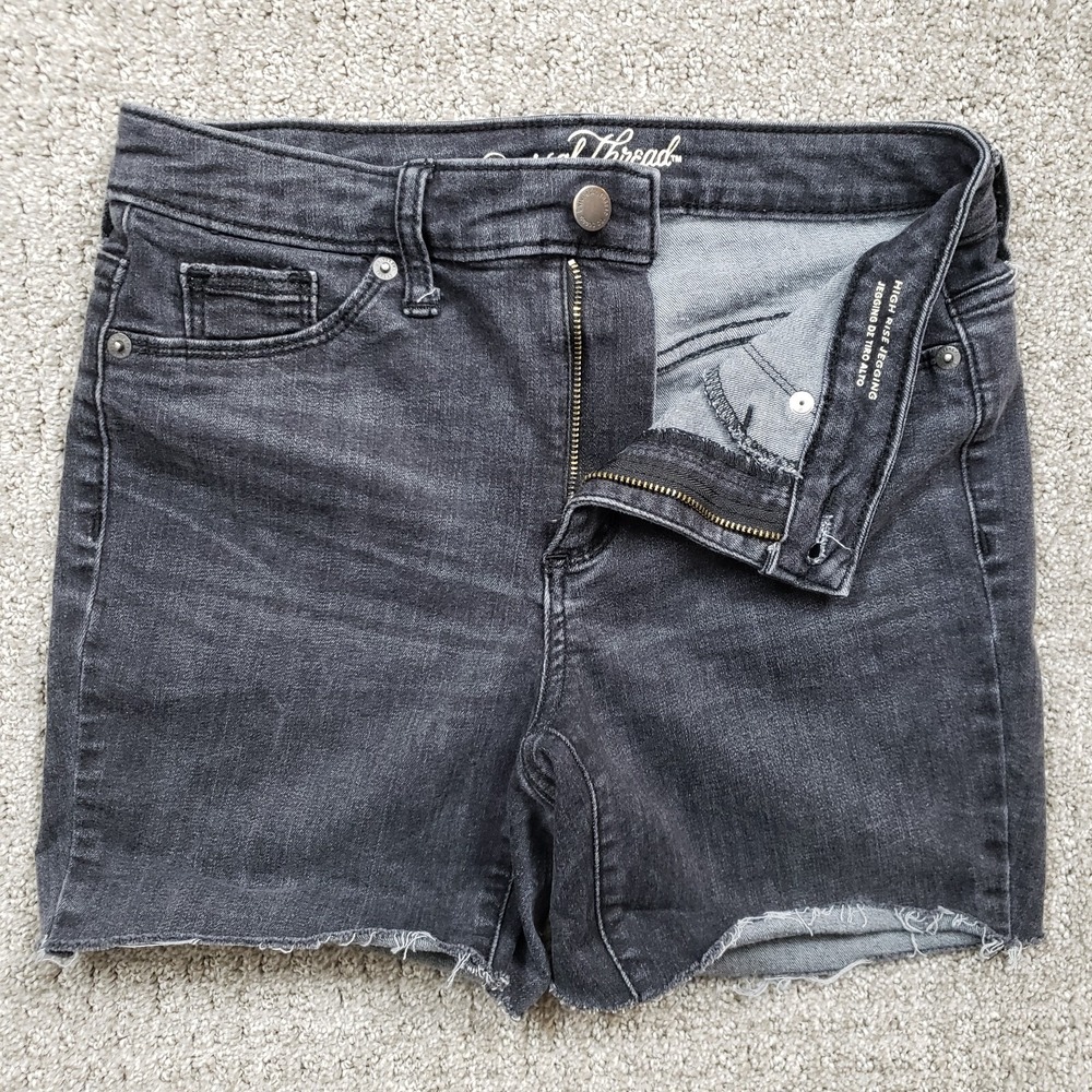 Universal Thread Shorts Womens 2/26 Black High Rise Jegging Cut Off Denim Faded